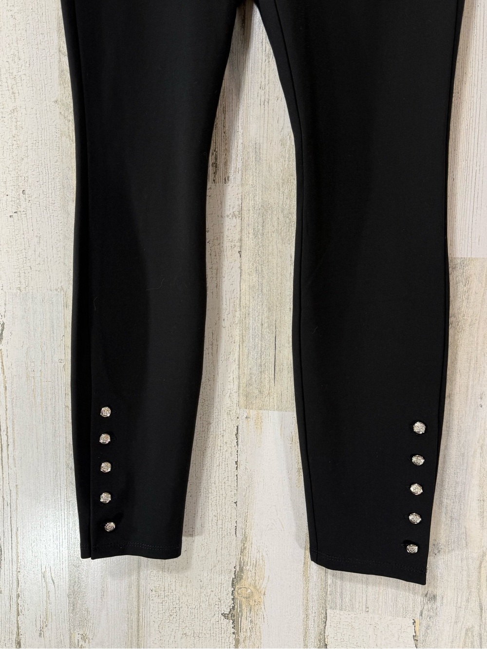 White House Black Market Black Ponte The Leggings with Gold Ankle Button Accents - Picture 9 of 16